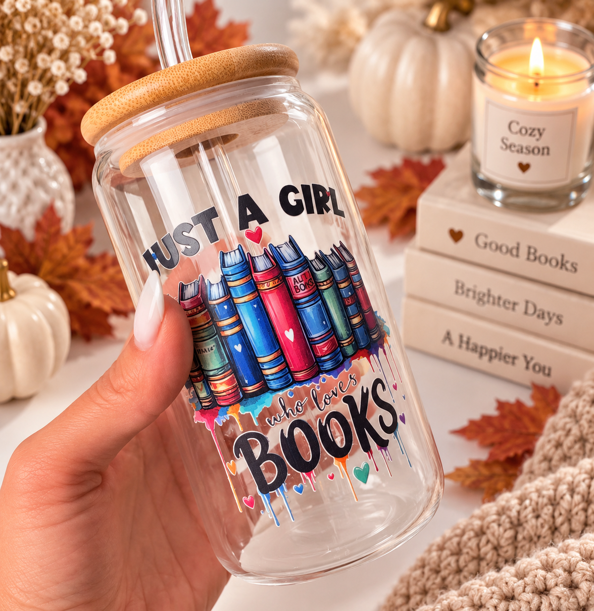 Who loves Books 16 oz Glass