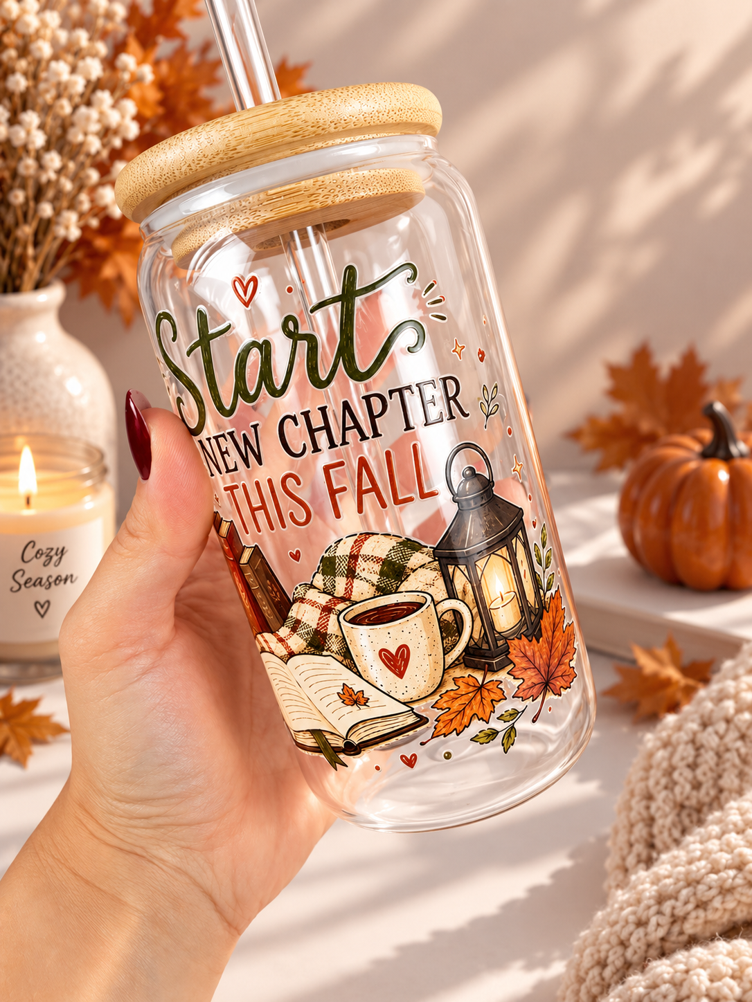 Start New Chapter Fall 16 oz Glass