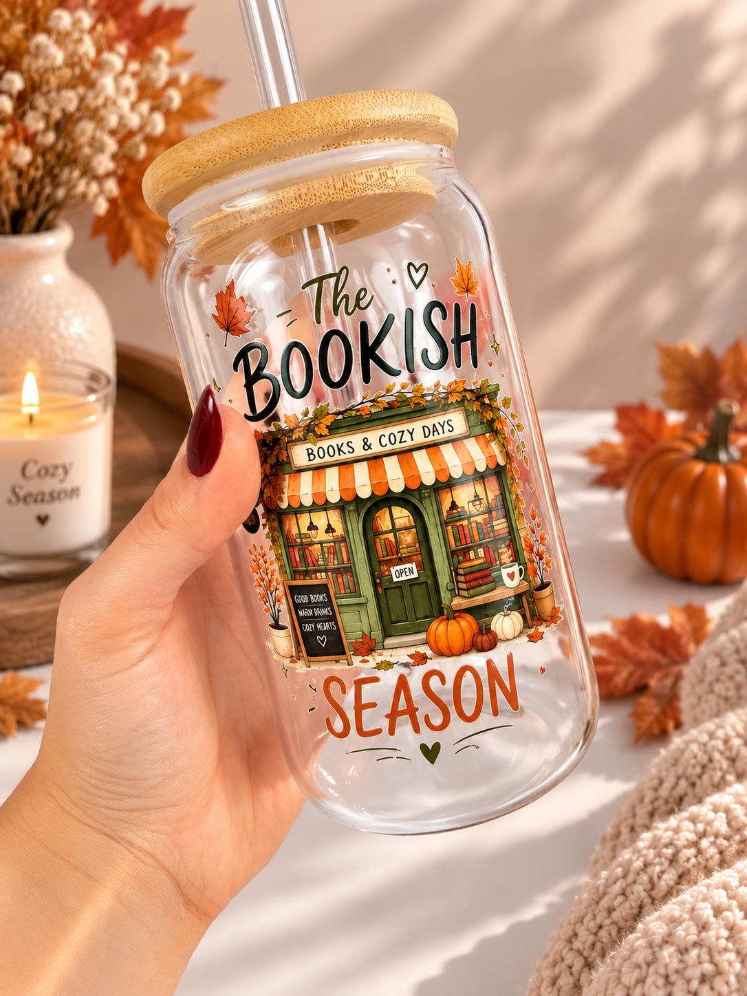 The Bookish Season 16 oz Glass
