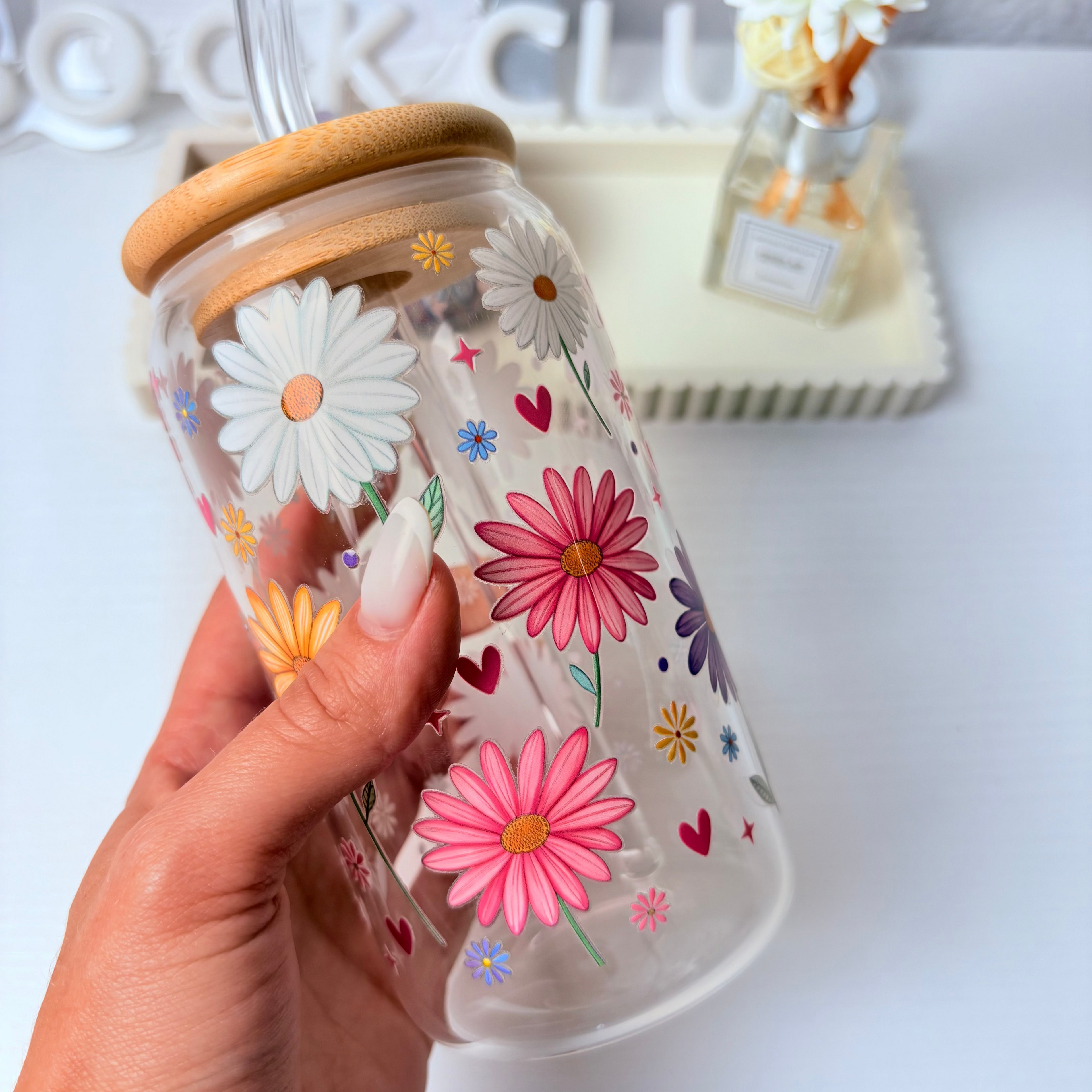 Daisy Garden 16 oz Glass